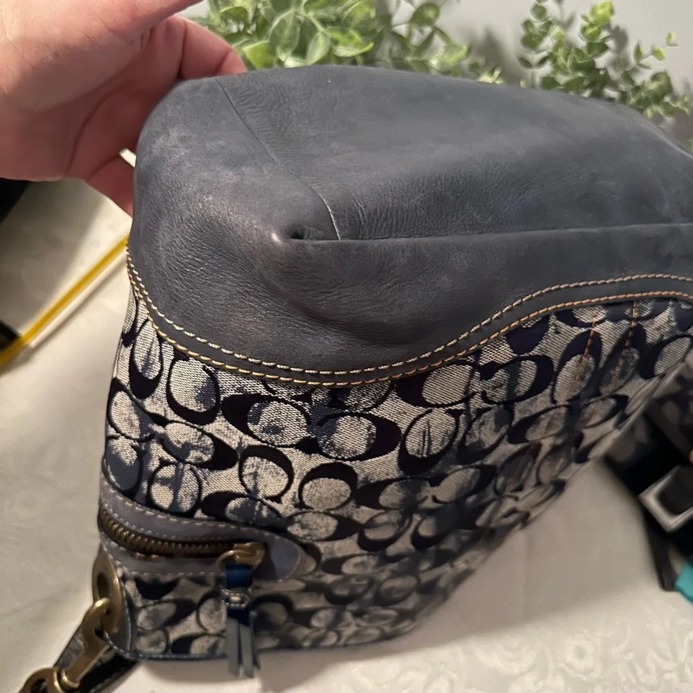 Rare Limited Edition Vintage Coach Y2K Denim Blue Tie-Dye Signature Hobo